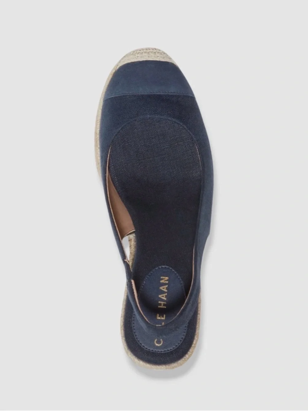 Cole Haan Navy Espadrille Cloudfeel Slingback Wedge